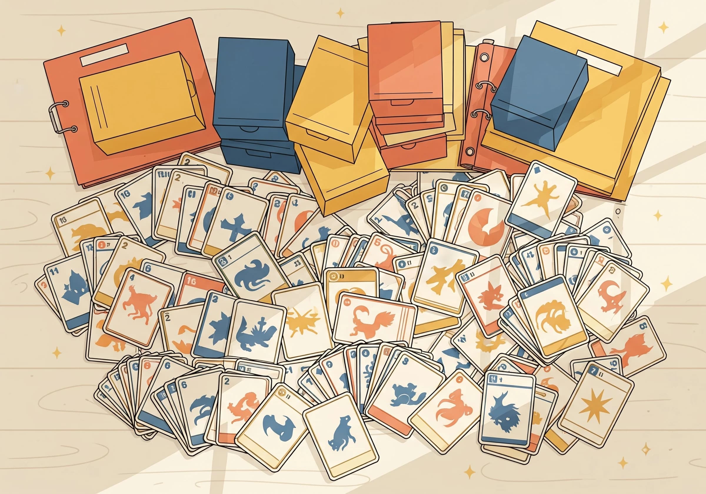 ポケモンカードとBOXの山